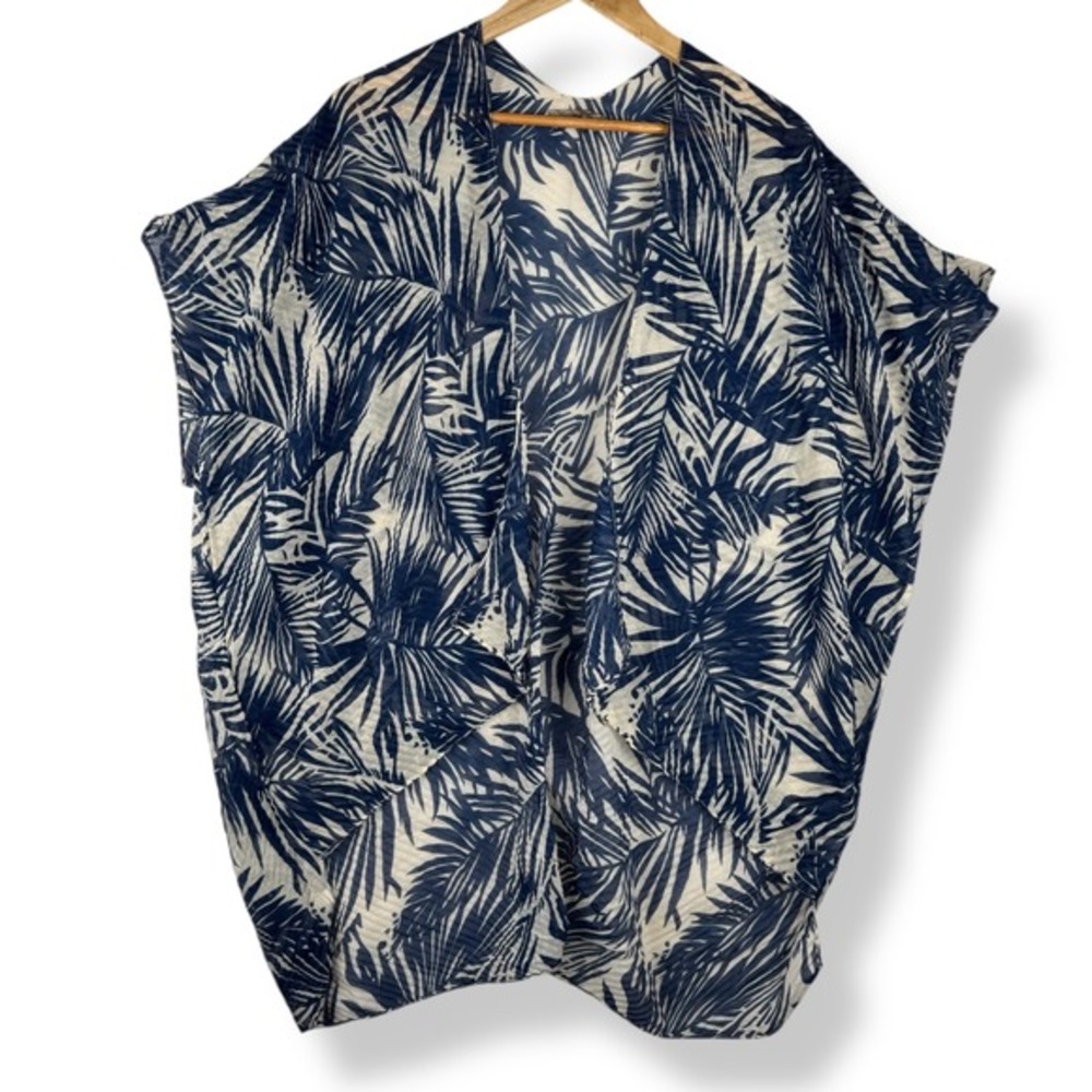 Kaleidoscope Tropical Leaf Cardigan Womens One Size Lightweight Resort Viscose - Picture 1 of 9